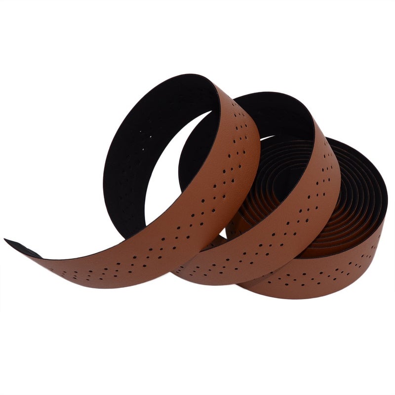 KINGOU Brown Synthetic Leather Road Bike Handlebar Tape Bicycle Bar Wraps - 2PCS Per Set - Image 4